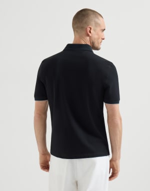 Polo in piquet Nero Uomo - Brunello Cucinelli