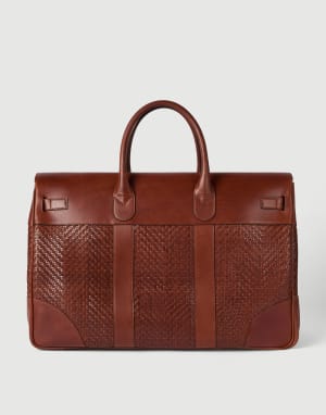 Sac en cuir de veau et vachette Cognac Homme - Brunello Cucinelli