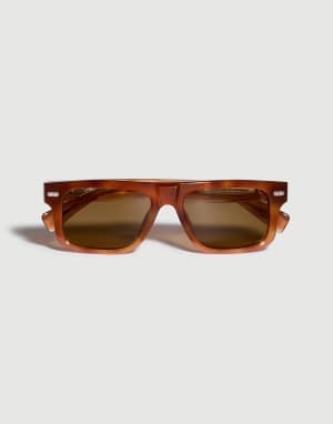 Lunettes de soleil rectangulaires acétate Havane Lunettes - Brunello Cucinelli