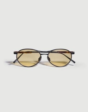 Oval titanium sunglasses Black Eyewear - Brunello Cucinelli