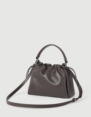 Small Soft Leather Mellow Bucket bag Brown Woman - Brunello Cucinelli
