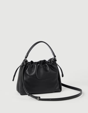 Kleine Mellow Bucket-Bag aus Softleder Schwarz Damen - Brunello Cucinelli