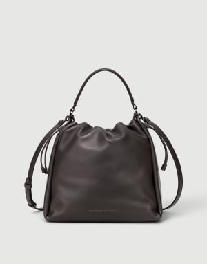 Soft leather Mellow Bucket bag Brown Woman - Brunello Cucinelli