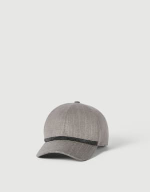 Sparkling pinstripe baseball cap Silver Woman - Brunello Cucinelli