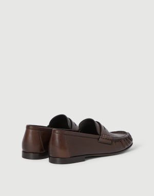 Penny Loafer en piel de becerro Riding Cacao Mujer - Brunello Cucinelli