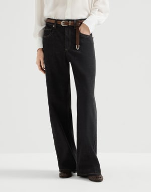 Pantalón Loose Barrel Negro Mujer - Brunello Cucinelli