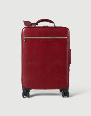 Burnished calfskin suitcase Terracotta Man - Brunello Cucinelli