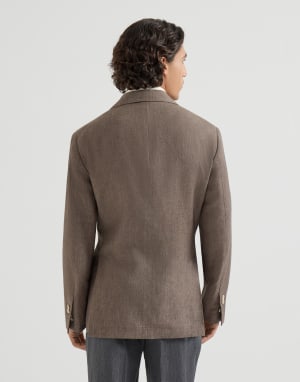 Linen deconstructed blazer Hazelnut Man - Brunello Cucinelli