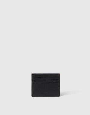Grained leather card holder Black Man - Brunello Cucinelli
