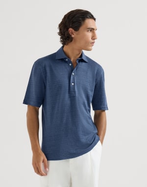 Jersey polo shirt Denim Man - Brunello Cucinelli