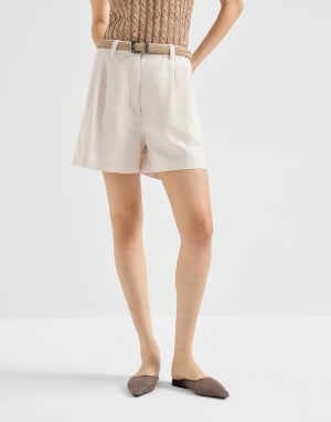 Shorts Baggy con Monile Yeso Mujer - Brunello Cucinelli