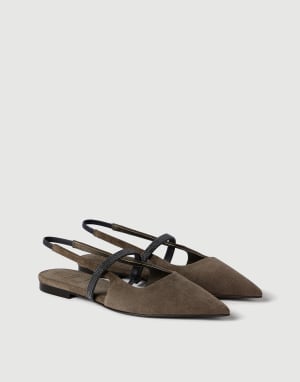 Flats Slingback in camoscio Marrone Donna - Brunello Cucinelli