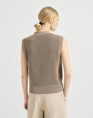 Sparkling cotton cardigan Walnut Woman - Brunello Cucinelli