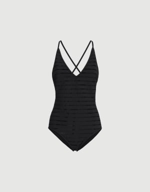 Dazzling stripes bathing suit Lignite Grey Woman - Brunello Cucinelli