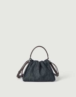 Twill Mellow small bucket bag Blue Woman - Brunello Cucinelli