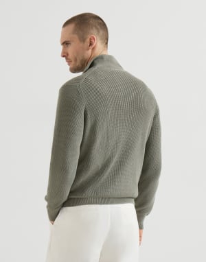 Half English Rib knit cardigan Military Man - Brunello Cucinelli