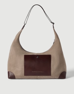 Sac Messenger en toile et cuir de veau Cuir Homme - Brunello Cucinelli
