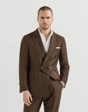 Blazer deconstruido de doble botonadura Marrón Hombre - Brunello Cucinelli