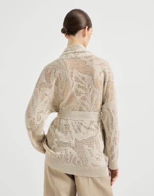 Dazzling water lilies cardigan Beige Woman - Brunello Cucinelli