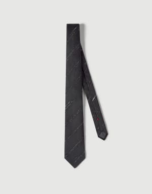 Silk and cotton tie Anthracite Man - Brunello Cucinelli