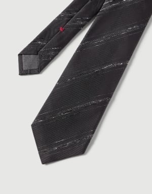 Silk and cotton tie Anthracite Man - Brunello Cucinelli