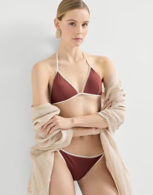 Bikini top with monili Bordeaux Woman - Brunello Cucinelli