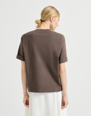 T-Shirt aus Baumwolljersey Braun Damen - Brunello Cucinelli