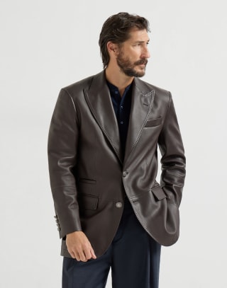 Calfskin blazer Chocolate Man - Brunello Cucinelli