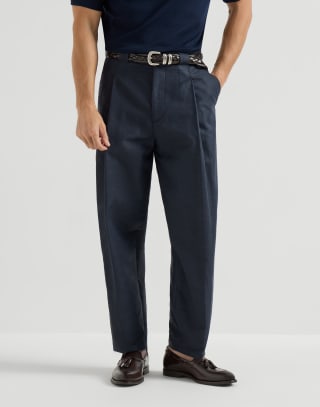 Pantalón de algodón y lino Azul Aviación Hombre - Brunello Cucinelli