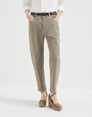 Baggy Tapered-Hose Armeegrün Damen - Brunello Cucinelli