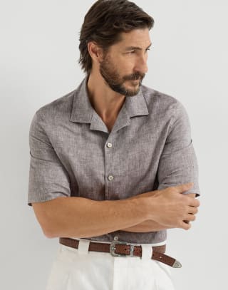 Short sleeve shirt Brown Man - Brunello Cucinelli