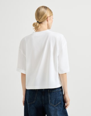 T-Shirt aus Baumwolljersey Weiß Damen - Brunello Cucinelli