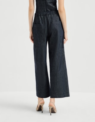 Pleated A-line trousers Denim Woman - Brunello Cucinelli