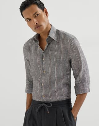 Shirt with chest pocket Grey Man - Brunello Cucinelli