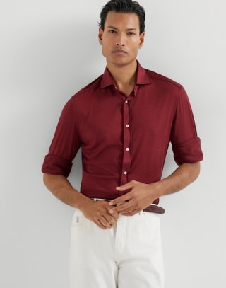 Camisa con cuello francés Cereza Hombre - Brunello Cucinelli