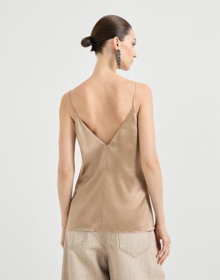 Stretch silk satin camisole Beige Woman - Brunello Cucinelli