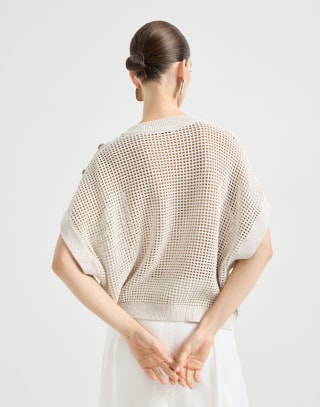 Cotton net sweater Oat Woman - Brunello Cucinelli