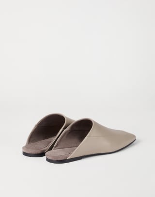 Slippers en cuir de veau Beige Femme - Brunello Cucinelli