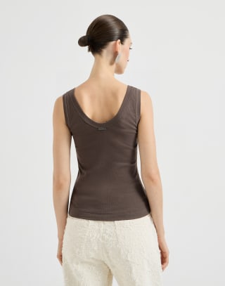 Top aus Rippenjersey Braun Damen - Brunello Cucinelli