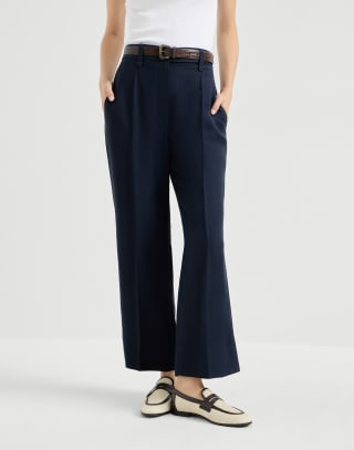 Square cigarette trousers Blue Woman - Brunello Cucinelli