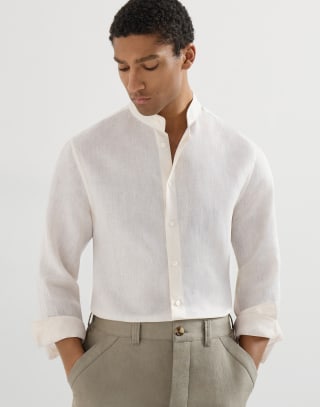Mandarin collar shirt Panama Man - Brunello Cucinelli