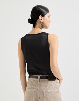 Stretch silk satin camisole Black Woman - Brunello Cucinelli