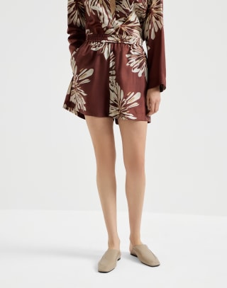 Bloom print shorts Bordeaux Woman - Brunello Cucinelli