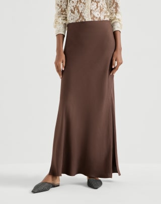 Bias-cut skirt Cocoa Woman - Brunello Cucinelli