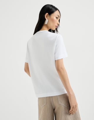 T-Shirt aus Jersey Weiß Damen - Brunello Cucinelli