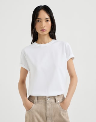 T-Shirt aus Jersey Weiß Damen - Brunello Cucinelli