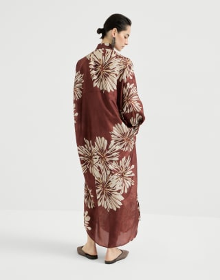 Robe en pongé Bloom Print Bordeaux Femme - Brunello Cucinelli