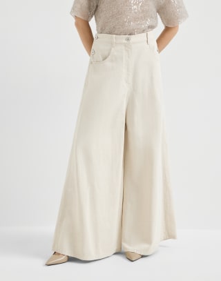 Wide sailor trousers Ecru Woman - Brunello Cucinelli
