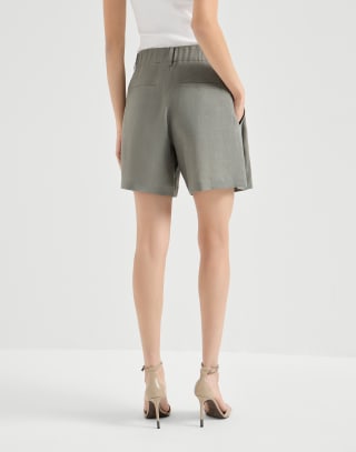 Шорты из льна Хаки Женщина - Brunello Cucinelli