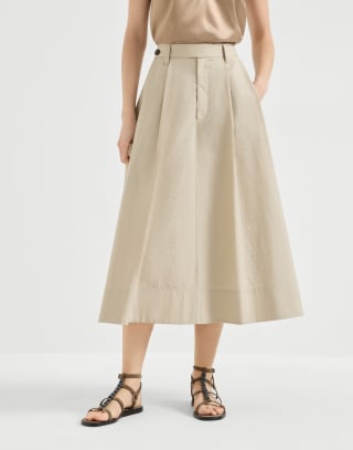 Sartorial skirt with monili Beige Woman - Brunello Cucinelli